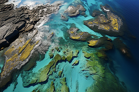 海底地形空中俯瞰神秘海湾背景