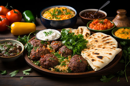 餐桌上美味的中东美食图片