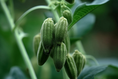 芝麻植物绿色芝麻草叶上的芽苞背景