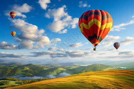 翱翔蓝天的热气球高清图片
