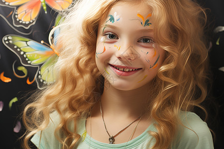 蝴蝶手绘美丽的小女孩背景