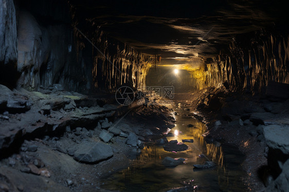 黑暗的矿井隧道图片