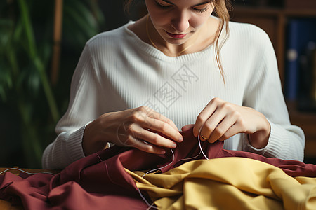 缝衣服的女人图片