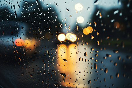 雨夜中的汽车玻璃图片