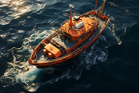 蓝色海洋下的现代安全航行艇图片