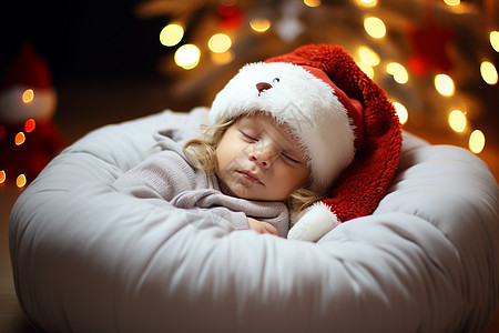 圣诞节在睡觉的小婴儿图片