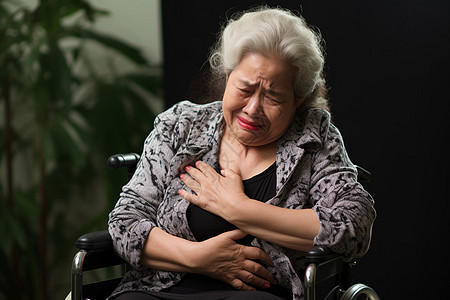 捂着胸口的老年女人背景