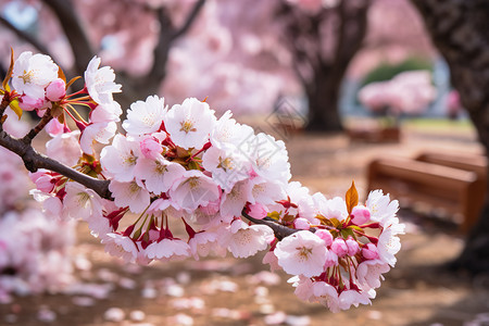 樱花在公园绽放图片
