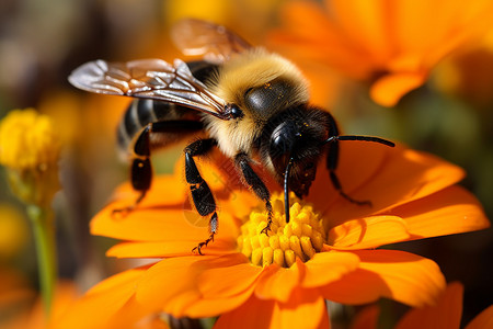 花园中蜜蜂飞翔图片