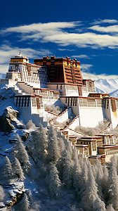 冬天高原上的布达拉宫图片
