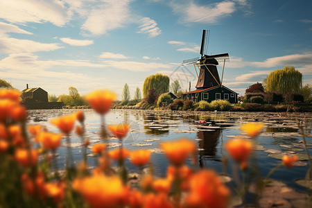 荷兰的花田图片