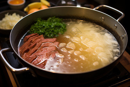 丰盛的汤锅料理图片