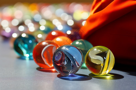 五彩玻璃球的集合背景图片