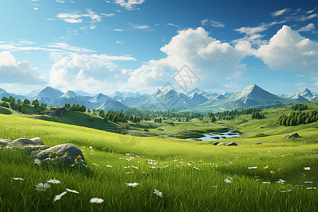 绿色的草原风景图片