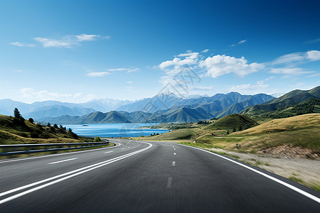 海边公路海边山脉上的公路背景