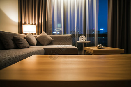 现代公寓中的木质茶几图片