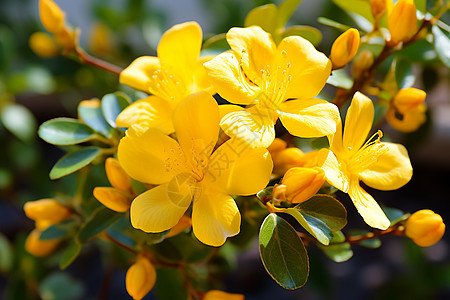 颜色鲜艳的野生小黄花背景图片