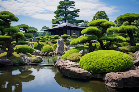 传统日式园林景观庭院图片