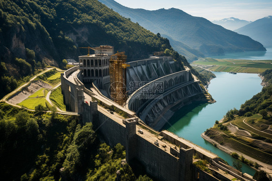 正在修建的水库水利站工程图片