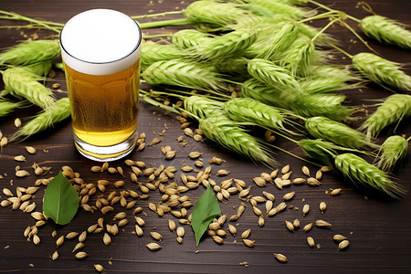传统大麦发酵的啤酒背景图片