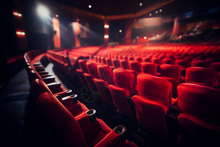 大型剧院中的红色座椅图片