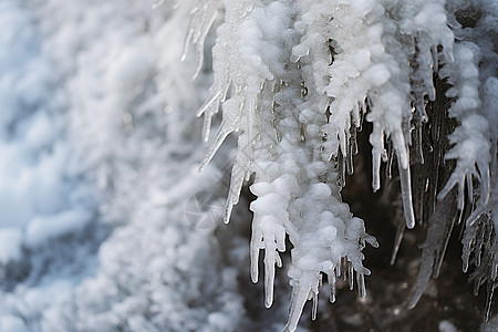 冰雪浸染下的林间美景图片