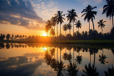 阳光下的棕榈树背景图片