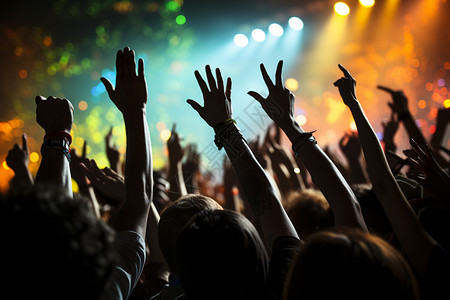 音乐节中举手的粉丝高清图片