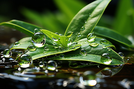 水面上的植物背景图片