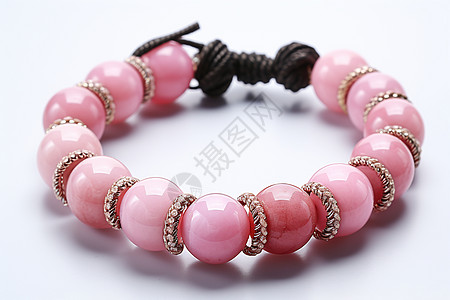 粉色珠子手镯背景图片