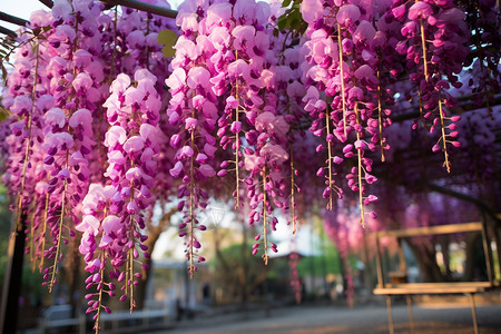 公园内漂亮的紫藤花图片