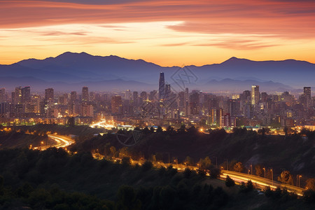 山上的城市风景背景图片