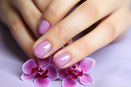 漂亮的紫色指甲背景图片