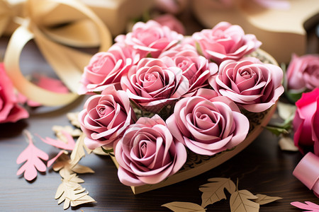粉色玫瑰花剪纸图片