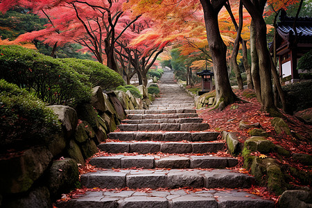 枫叶大道秋日红叶大道背景