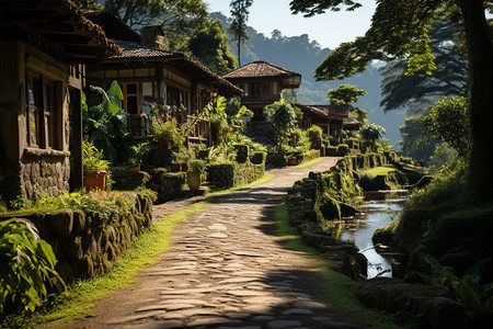 农村的住宅和道路图片