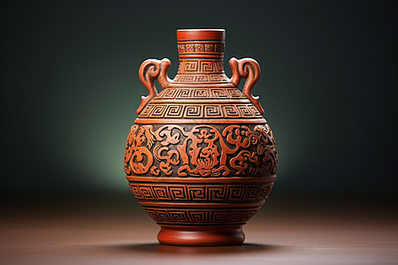 古代花纹古陶瓷酒瓶背景