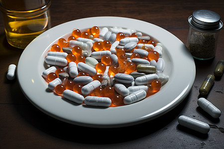 一颗颗胶囊状的药物图片