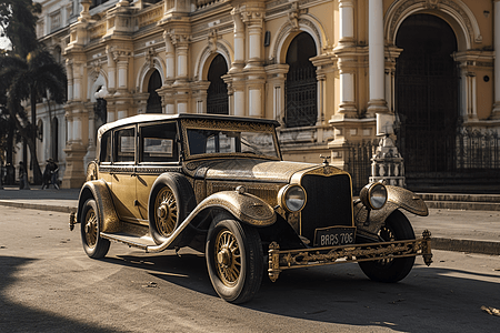 宫殿前的古董车图片