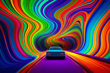 色彩鲜艳的隧道插图图片