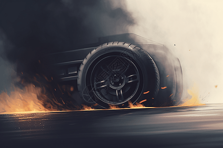 黑色路面赛车轮胎平面插图插画