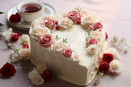 仪式感心形玫瑰蛋糕图片