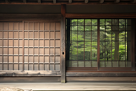 古典日式住宅的推拉门高清图片