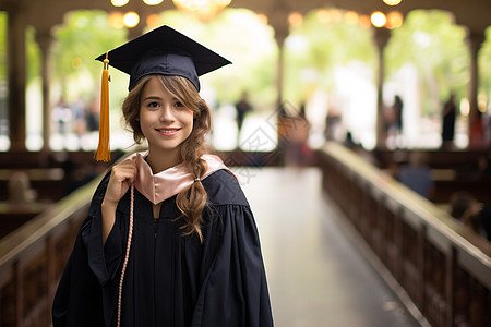 穿学士服喜悦的女学生背景图片