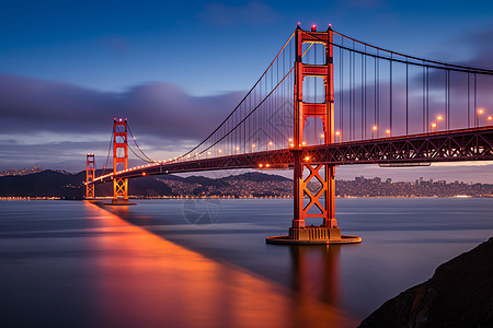 红色的跨海大桥图片