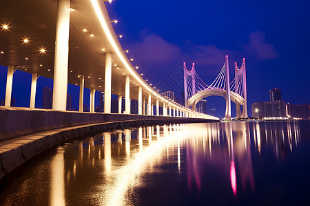 城市的廊桥夜景图片