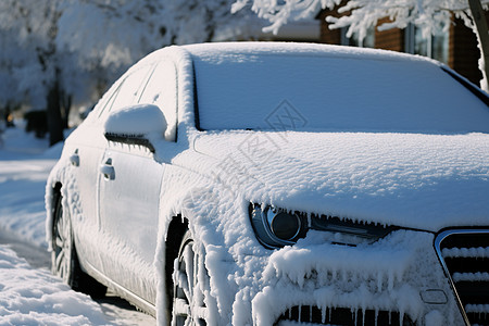 冬日之雪覆盖私家车图片