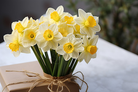 精美的黄色水仙花花束图片