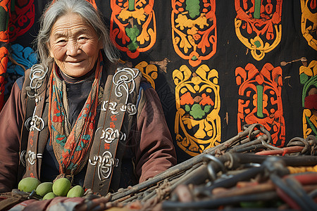 笑容和蔼的蒙古族老人图片