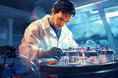生物实验室做实验的男研究员背景图片